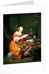 A Woman Reading a Letter with a Negro Page in Attendance, 1670 by Michiel van Musscher