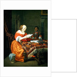 A Woman Reading a Letter with a Negro Page in Attendance, 1670 by Michiel van Musscher