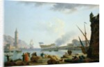 The Launch of the Warship at the mouth of a Port, 1781 by Claude Joseph Vernet