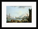 The Launch of the Warship at the mouth of a Port, 1781 by Claude Joseph Vernet