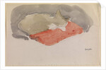 Cat Sleeping on a Red Cushion by Gwen John