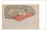 Cat Sleeping on a Red Cushion by Gwen John