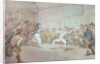 A Fencing Duel, probably depicting The Chevalier d'Eon, dressed as a woman by Thomas Rowlandson