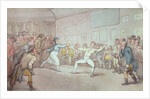A Fencing Duel, probably depicting The Chevalier d'Eon, dressed as a woman by Thomas Rowlandson