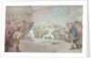 A Fencing Duel, probably depicting The Chevalier d'Eon, dressed as a woman by Thomas Rowlandson