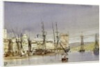 Marseilles, Shipping at Anchor and a Merchant Ship Becalmed, 1836 by William Callow