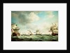 East Indiamen and a smack-rigged Royal Yacht in a breeze off the Downs by Charles Brooking