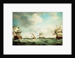 East Indiamen and a smack-rigged Royal Yacht in a breeze off the Downs by Charles Brooking