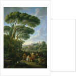 Figures in a Roman landscape by Jan Frans van (1662-1749) Bloemen