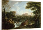 Arcadian landscape with shepherds by Jan Frans van Bloemen