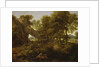 Landscape with a fisherman, a shepherd and other figures by Gaspard Poussin Dughet