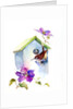 Wren with birdhouse and clematis, 2016 by John Keeling