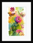 Zinnias and butterflies, 2015 by John Keeling