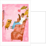 A man watching TV with a cat, 2016 by Hiroyuki Izutsu