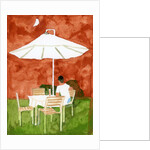 A guy looking at the moon and drinking beer, 2016 by Hiroyuki Izutsu