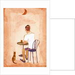 Drink coffee at the cafe while watching the moon, 2016 by Hiroyuki Izutsu