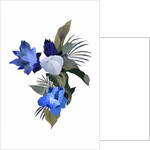 White flowers and light blue flowers by Hiroyuki Izutsu