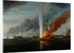 The Burning of H.M.S. Augusta in 1777 by English School