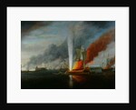 The Burning of H.M.S. Augusta in 1777 by English School
