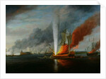 The Burning of H.M.S. Augusta in 1777 by English School