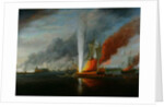 The Burning of H.M.S. Augusta in 1777 by English School