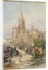 Market scene at Le Folgoet, Brittany by Gustave Fraipont