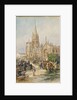 Market scene at Le Folgoet, Brittany by Gustave Fraipont