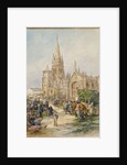 Market scene at Le Folgoet, Brittany by Gustave Fraipont