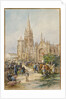 Market scene at Le Folgoet, Brittany by Gustave Fraipont