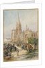 Market scene at Le Folgoet, Brittany by Gustave Fraipont