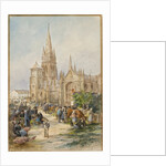 Market scene at Le Folgoet, Brittany by Gustave Fraipont