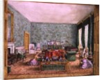 The Drawing Room at Meesdenbury, f13 from An Album of Interiors, 1843 by Charlotte Bosanquet