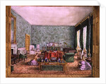 The Drawing Room at Meesdenbury, f13 from An Album of Interiors, 1843 by Charlotte Bosanquet