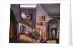 The Staircase, Strood Park, f26 from An Album of Interiors, 1843 by Charlotte Bosanquet