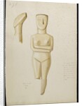 Drawing of a marble Cycladic Figure, Syros 1809 by Thomas Burgon