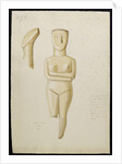 Drawing of a marble Cycladic Figure, Syros 1809 by Thomas Burgon