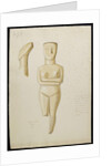 Drawing of a marble Cycladic Figure, Syros 1809 by Thomas Burgon