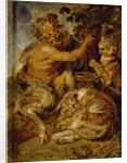 A Satyr pressing Grapes with a Tiger and Leopard, c.1618 by Peter Paul Rubens