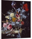 A Vase of Flowers with a Watch by Willem van (after) Aelst
