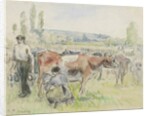 Compositional study of a milking scene at Eragny-sur-Epte, 1884 by Camille Pissarro