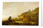 Seated Shepherd with Cows and Sheep in a Meadow, 1644 by Aelbert Cuyp