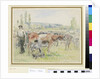 Compositional study of a milking scene at Eragny-sur-Epte by Camille Pissarro