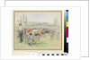 Compositional study of a milking scene at Eragny-sur-Epte by Camille Pissarro