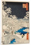 Yūhi Hill and Drum Bridge at Meguro, 1857 by Ando or Utagawa Hiroshige