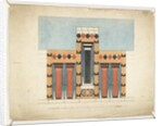Painting re-imagining the Central Tri-partite Shrine in the Central Court of the Palace of Minos at Knossos, 1900-30 by Theodore Fyfe