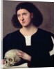 Portrait of a Young Man with a Skull, 17th century oil on canvas) by Bernardino Licinio