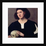 Portrait of a Young Man with a Skull, 17th century oil on canvas) by Bernardino Licinio