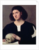 Portrait of a Young Man with a Skull, 17th century oil on canvas) by Bernardino Licinio