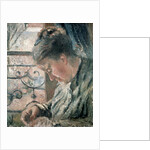 Portrait of Madame Pissarro sewing beside a Window, 19th century by Camille Pissarro