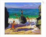 Climbing rocks, Porthmeor beach, St Ives, 2013 by Andrew Macara